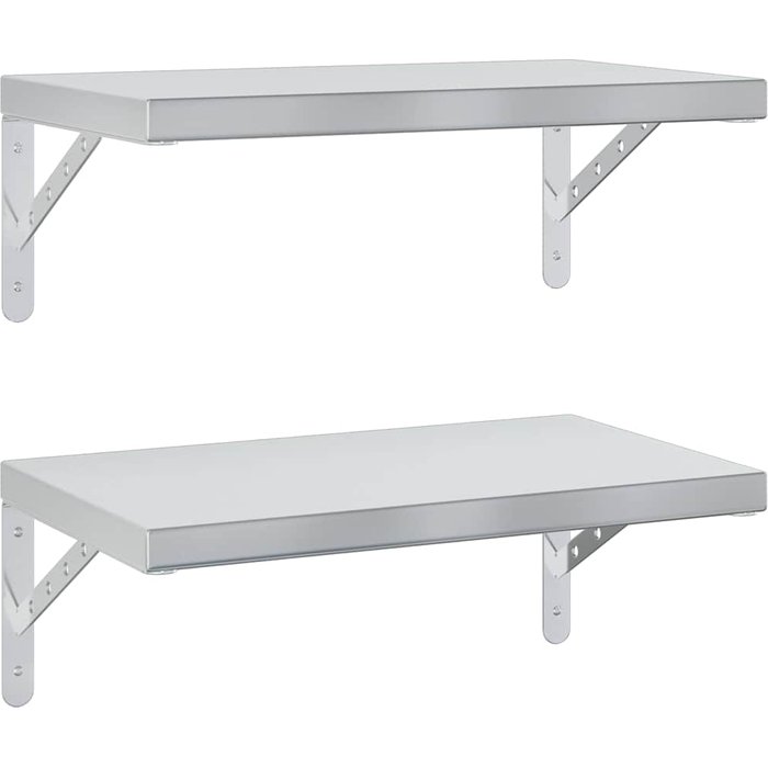 Estantes de pared 2 uds acero inoxidable plateado 50x30 cm - comfortxl