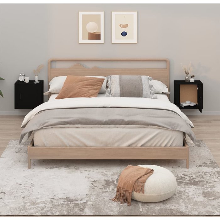Maison exclusive - mesitas de noche de pared 2 uds negro 50x30x47 cm