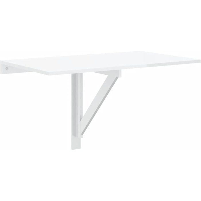 Mesa de pared plegable en contrachapado blanco brillo 100x60x56 cm