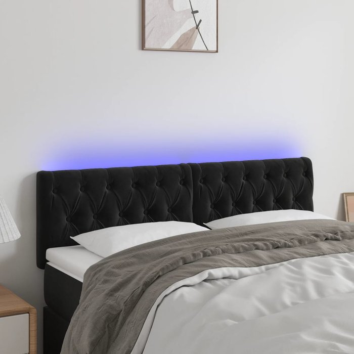 Maison exclusive - cabecero con led de terciopelo negro 144x7x78/88 cm
