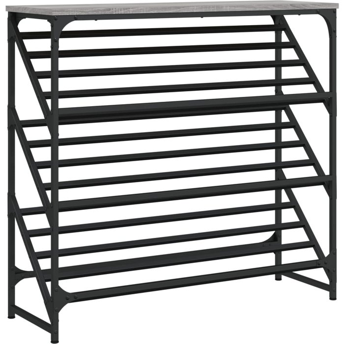 Zapatero sonoma de madera laminada gris 90x30x85 cm - comfortxl