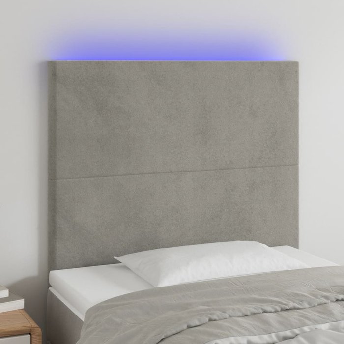 Maison exclusive - cabecero con luces led terciopelo gris claro 100x5x118/128 cm