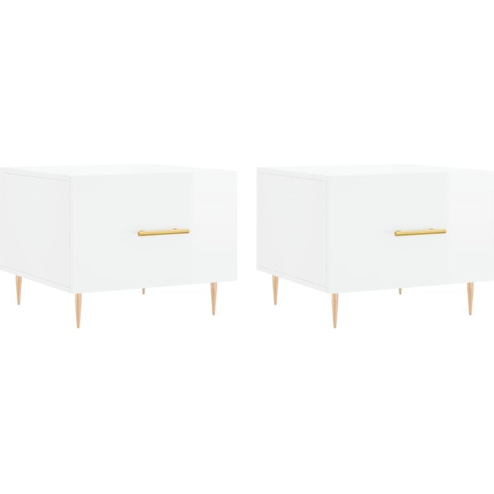 Mesa de centro 2 piezas laminada blanca brillo 50x50x40cm - comfortxl