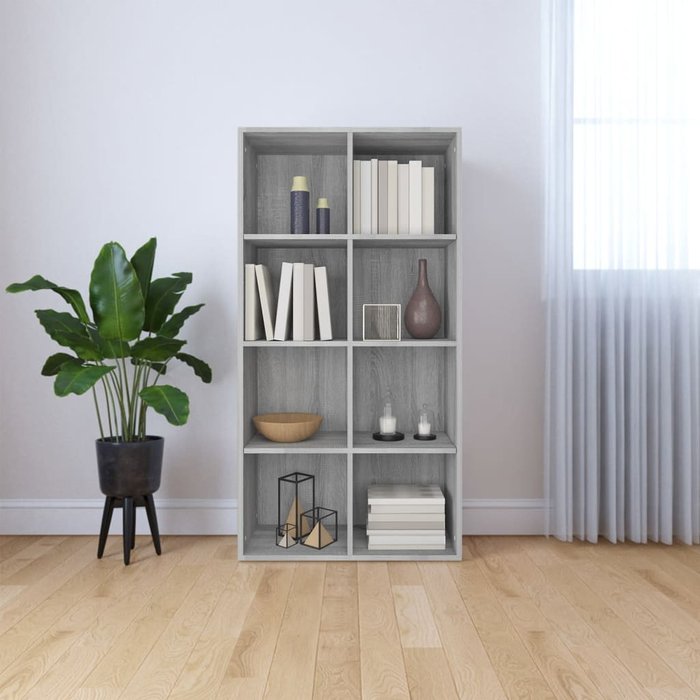 Vidaxl estantería/aparador madera contrachapada gris 66x30x130 cm