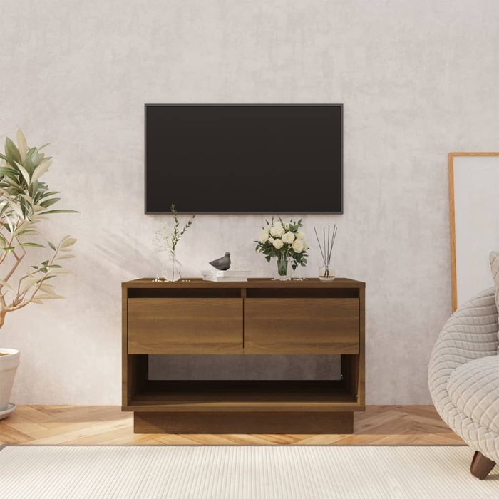 Mueble de tv de roble marrón 70x41x44 cm madera de ingeniería
