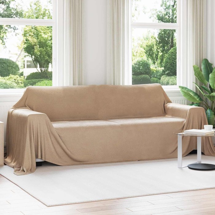 Mantitas de sofá 6 pcs camel 350 x 270 cm lana vidaxl