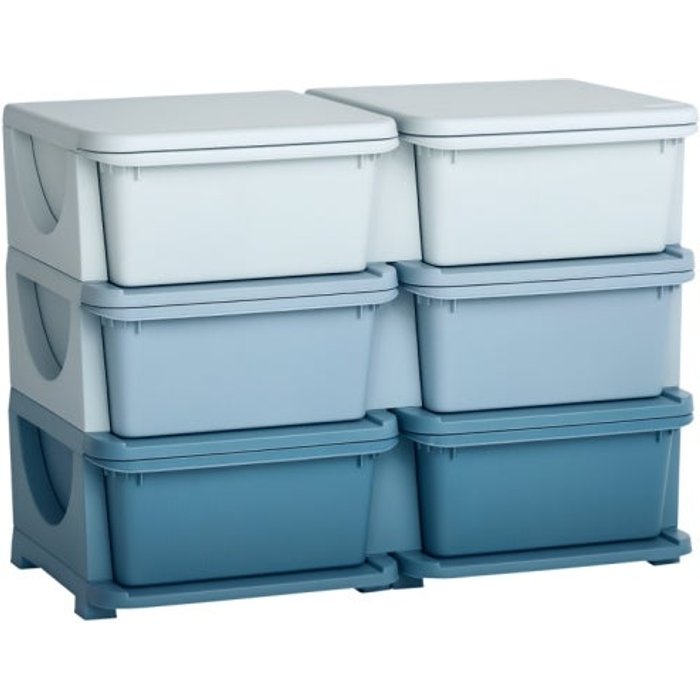 Organizador de juguetes de plástico 6 cajones - azul – comfortxl