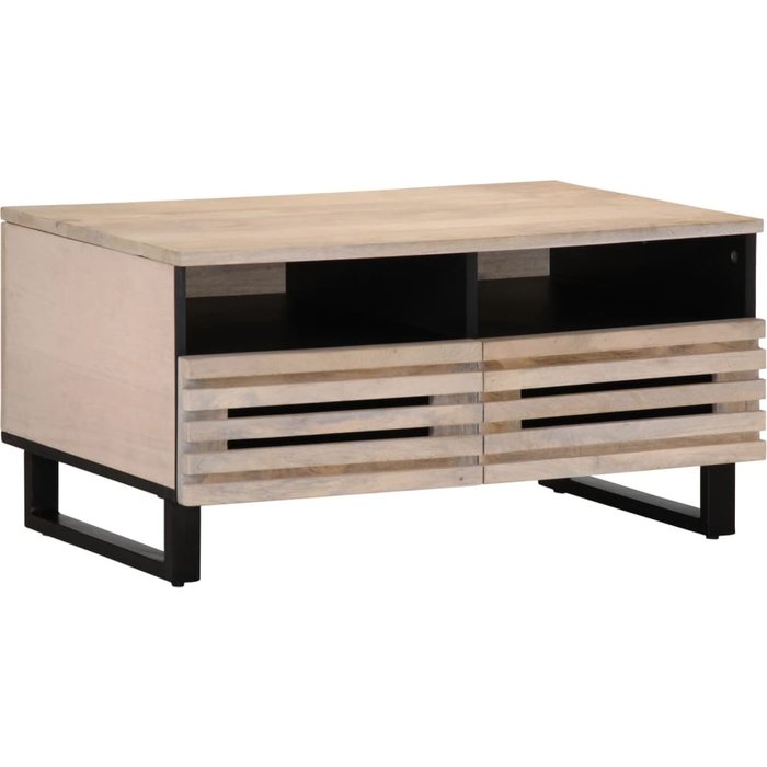 Mesa de centro de madera maciza de mango 80x55x40 cm
