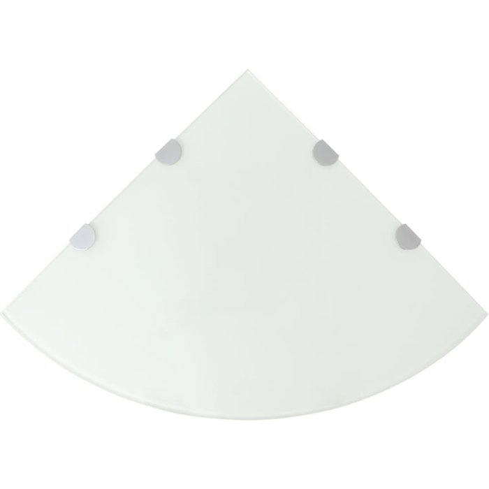 2 estantes esquineros y soportes cromados vidrio blanco 45x45 cm