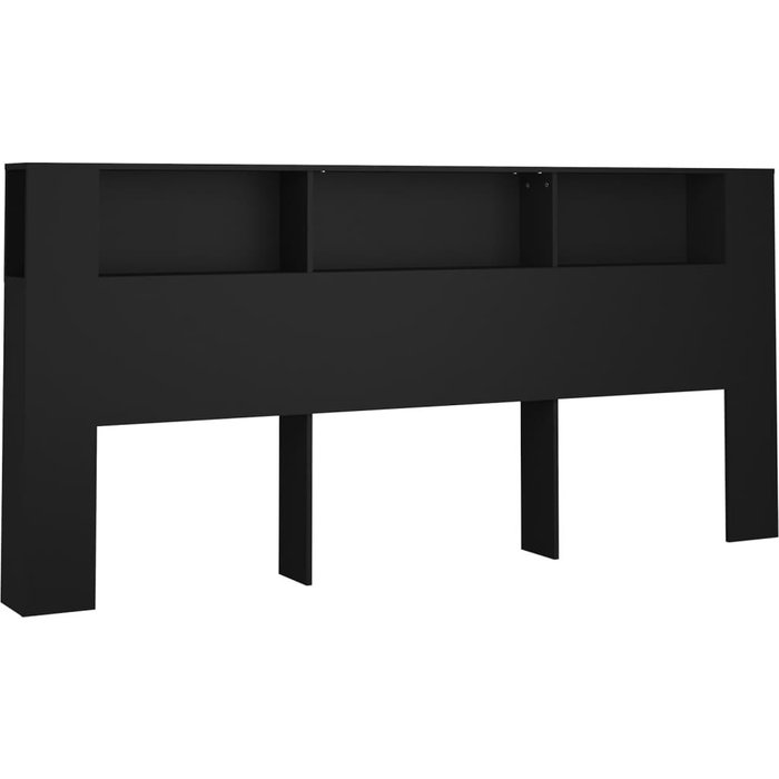 Mueble cabecero negro 220x18,5x104,5 cm - comfortxl