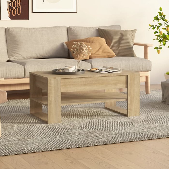 Mesa de centro sonoma de roble, 102x55x45 cm, madera de ingeniería.