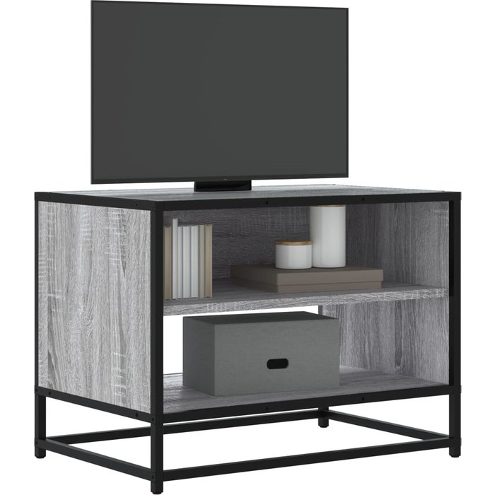 Maison exclusive - mueble tv madera ingeniería y metal roble ahumado 61x40x46 cm