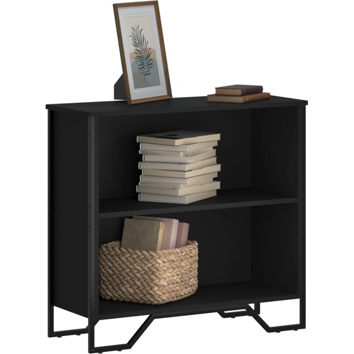 Librería negra, 80x31x74,5 cm, madera de ingeniería. - pangivo