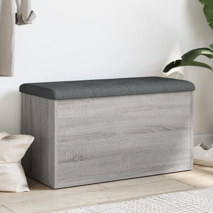 Vidaxl banco con almacenaje madera ingeniería gris sonoma 82x42x45 cm