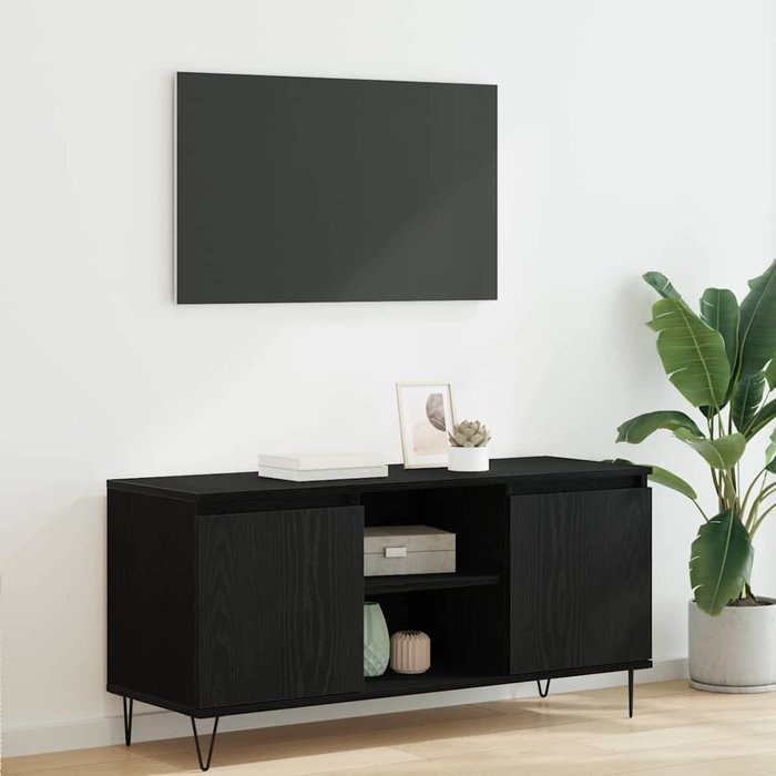 Mueble de tv, roble negro, 104 x 35 x 50 cm, madera de ingeniería