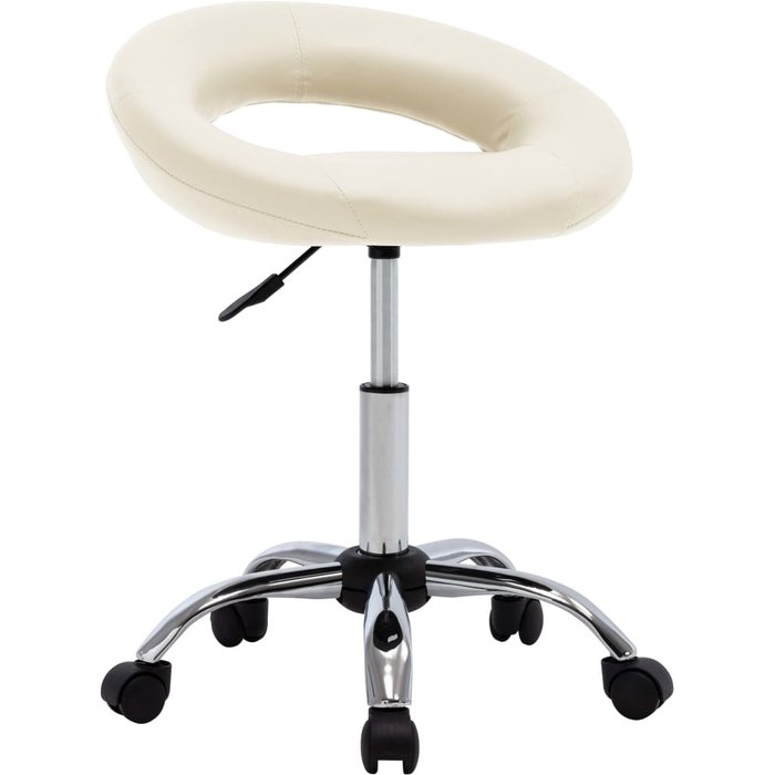 Silla de comedor giratoria de piel sintética color crema