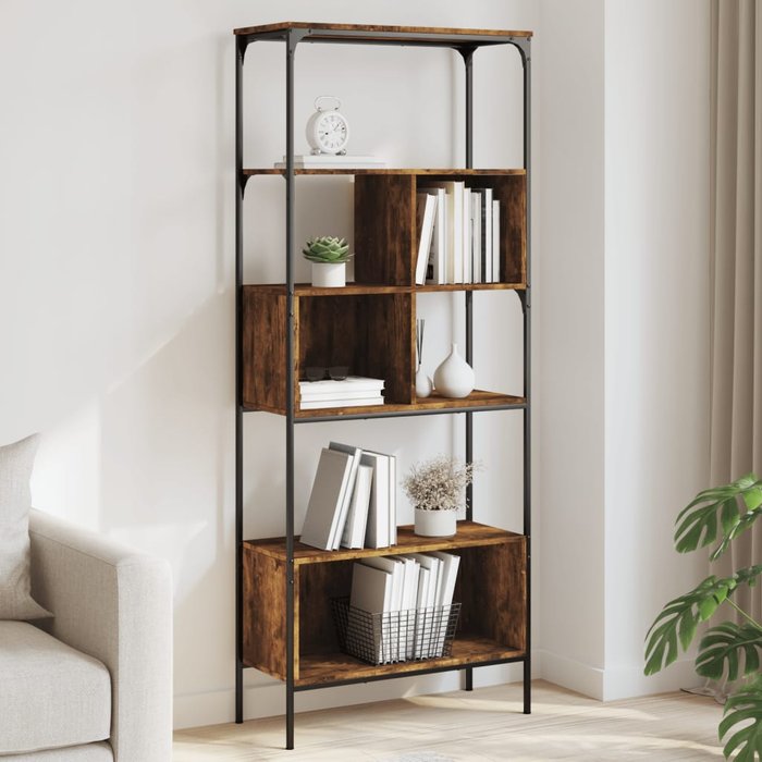 Librería de roble ahumado de 5 niveles, 76 x 33 x 188,5 cm - pangivo