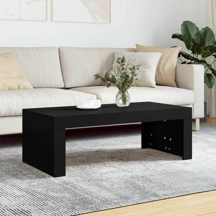 Mesa de centro negra, 102x50x36 cm, madera de ingeniería.
