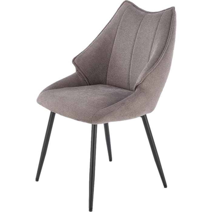 Silla de diseño en tejido gris con patas de metal negro ricardo