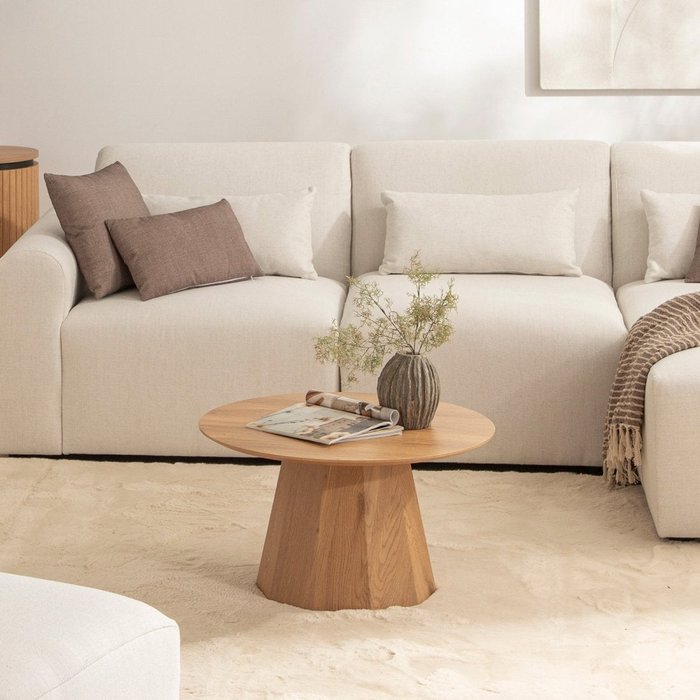 Mesa de centro fija efecto madera natural 70x40 cm