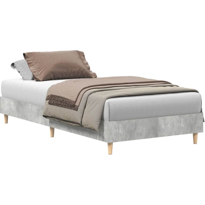 Estructura de cama sin colchón madera gris hormigón 100x200cm — comfortxl