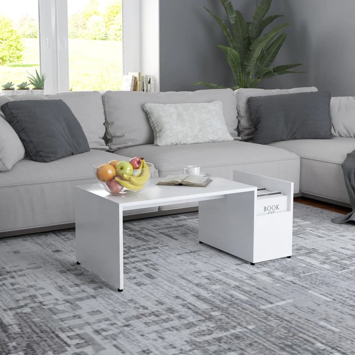 Mesa de centro aglomerado blanco 90x45x35 cm