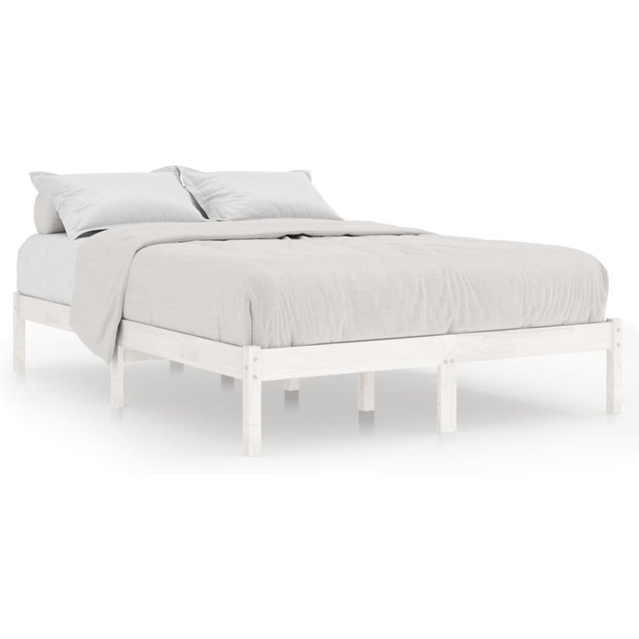 Estructura de cama sin colchón madera maciza blanco 140x200 cm — comfortxl