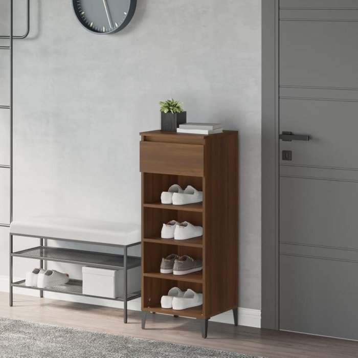 Vidaxl mueble zapatero madera contrachapada marrón roble 40x36x105 cm