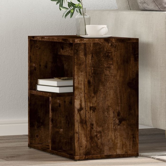 Mesa auxiliar 2 uds madera ingeniería roble ahumado 50x30x50 cm