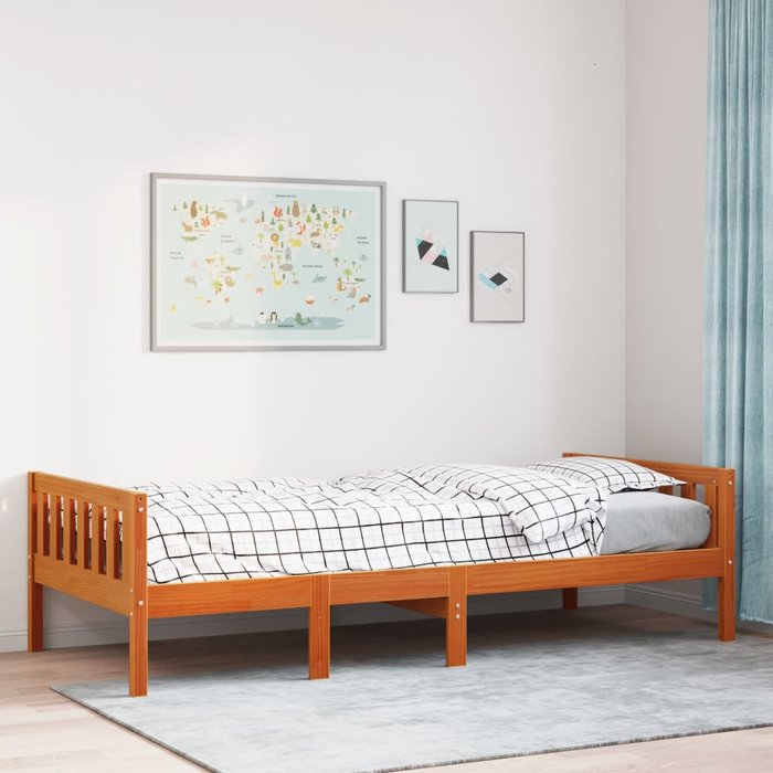 Cama para niños sin colchón madera maciza pino marrón 90x190 cm vidaxl