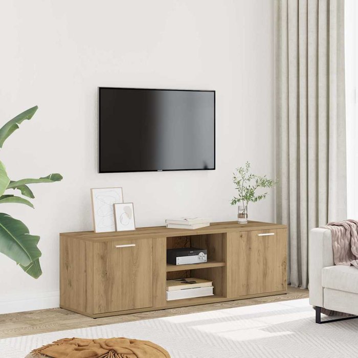 Mueble de tv de roble hecho a mano, 120x34x37 cm, madera de ingeniería