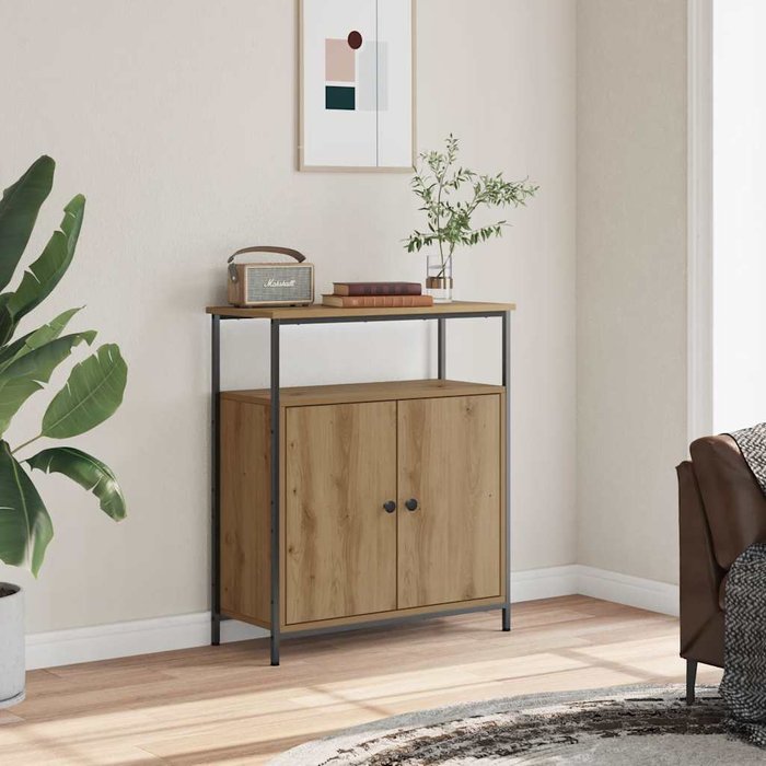 Aparador de roble hecho a mano, 70x30x80 cm, madera de ingeniería.