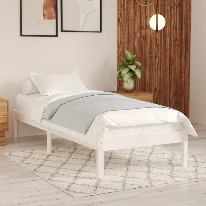 Estructura de cama blanco madera maciza de pino 100x200 cm