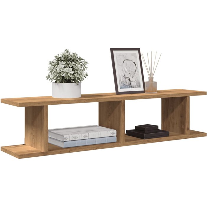 Estantes de pared 2 piezas roble artesanal 90x18x20 cm