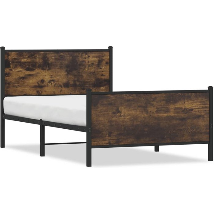 Estructura de cama de metal con cabecero y pie de cama 100x190 cm