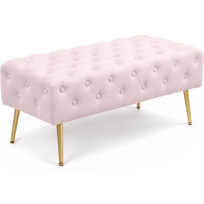 Banco acolchado en terciopelo capitoné 100 cm monaco rosa empolvado