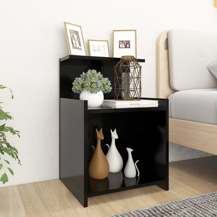 Mesitas de noche 2 uds madera contrachapada negro 40x35x60 cm - comfortxl