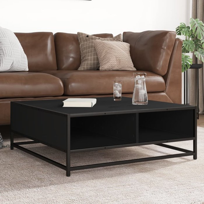 Maison exclusive - mesa de centro madera de ingeniería y metal negro 80x80x30 cm