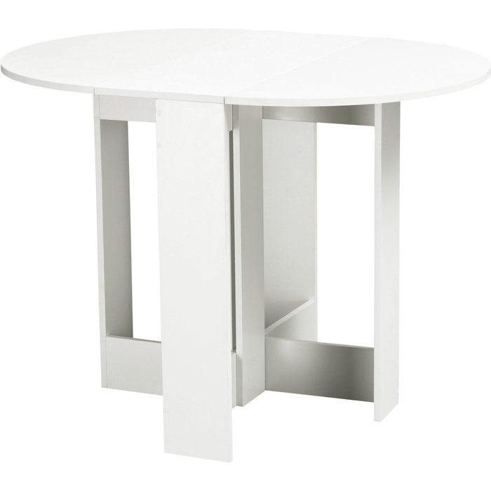Mesa comedor plegable blanca 104x76x73cm - laterales abatibles madera