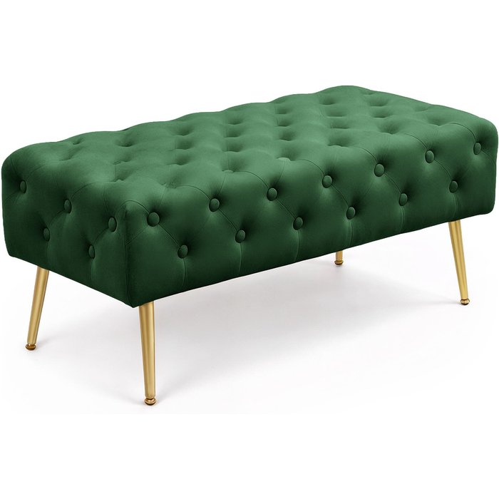 Banco acolchado en terciopelo capitoné 100 cm monaco verde botella