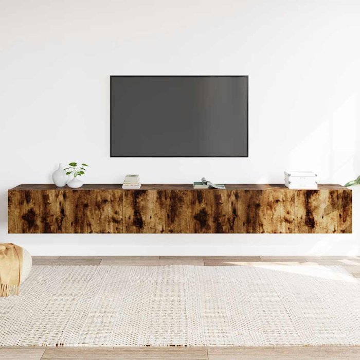 Conjunto de muebles de tv de 3 piezas, roble ahumado, madera de ingeniería