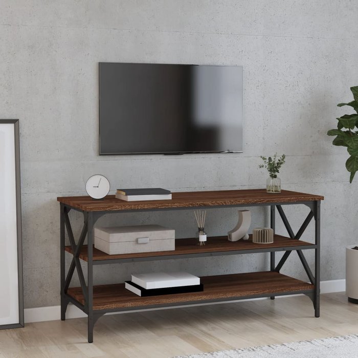 Mueble tv roble marrón 100x40x50 cm madera contrachapada