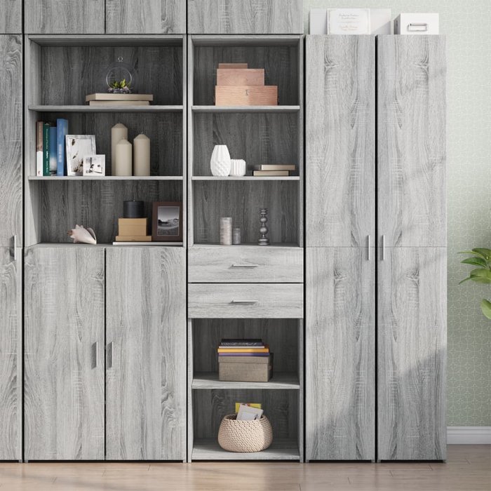 Vidaxl aparador de madera de ingeniería gris sonoma 50x42,5x185 cm