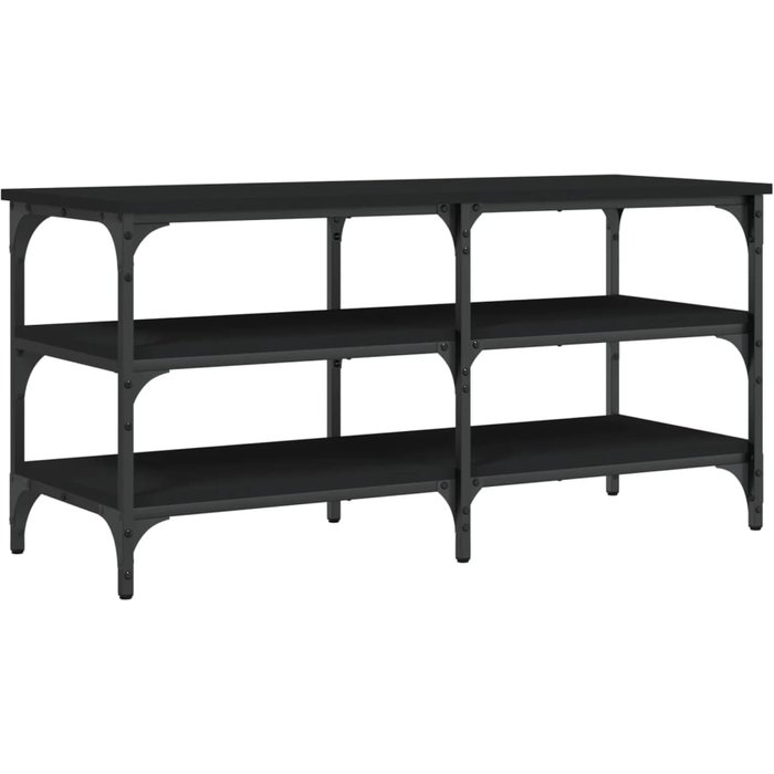 Banco zapatero madera de ingeniería negro 100x38,5x49 cm - comfortxl