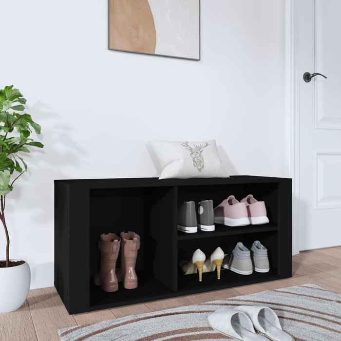 Maison exclusive - mueble zapatero madera contrachapada negro 100x35x45 cm