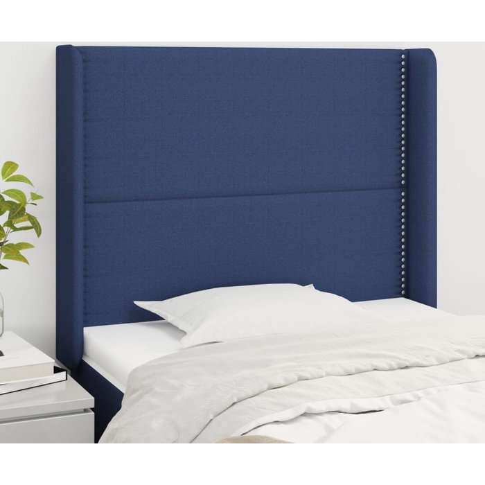 Cabecero con orejas azul 93x16x118/128 cm tela