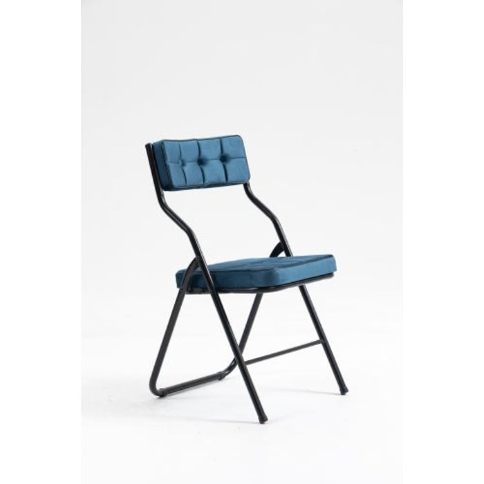 Silla de comedor plegable con cojín, azul