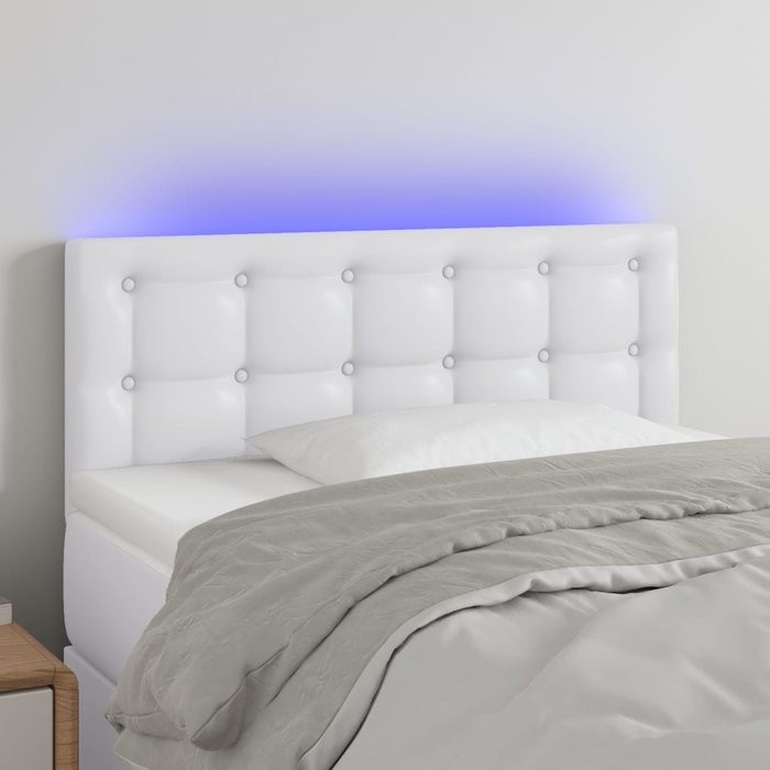 Cabecero con led cuero sintético blanco 90x5x78/88 cm - comfortxl