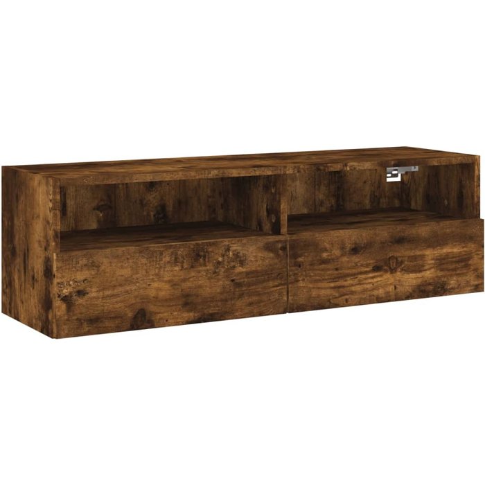 Mueble tv de pared en madera laminada roble ahumado 100x30x30 cm - comfortxl