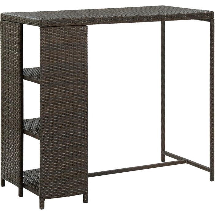 Mesa bar estante almacenaje 120x60x110cm ratán sintético marrón vidaxl